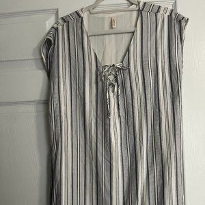 White and Grey Stripped Dress